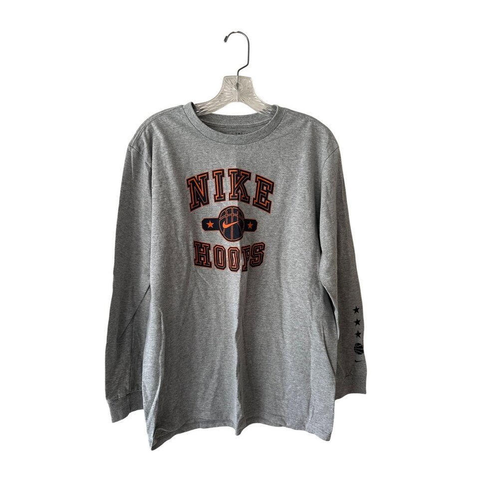 Nike Hoops Gray Long Sleeve T-Shirt XL Youth Basketball Graphic Tee